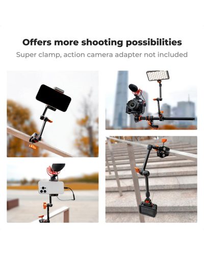 K&F Concept 11-Inch Magic Arm with 1/4-Inch Screw & 360° Ball Heads for Monitor LED Light & Camera Rig