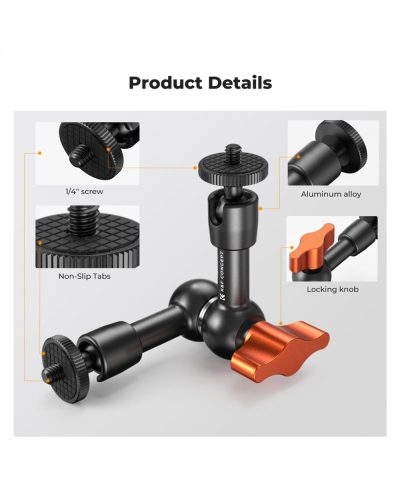 K&F Concept 6-Inch Magic Arm with 1/4-Inch Screw & 360° Ball Head for Monitor LED Light