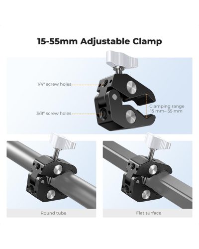 K&F Concept 9.8-Inch Magic Arm Clamp Kit with Dual 360° Ball Heads for Monitor Light & Camera Rig