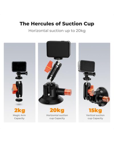 K&F Concept 3-Inch Suction Cup Mount with Double Ball Head Magic Arm 1/4-Inch Screw for Car & Action Camera K&F Concept 3-Inch Suction Cup Mount with Double Ball Head Magic Arm 1/4-Inch Screw for Car & Action Camera