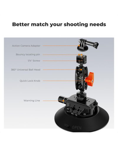 K&F Concept 6-Inch Suction Cup Camera Mount with Magic Arm ARRI & 1/4-Inch 3/8-Inch Threads for Car & Action Camera K&F Concept 6-Inch Suction Cup Camera Mount with Magic Arm ARRI & 1/4-Inch 3/8-Inch Threads for Car & Action Camera
