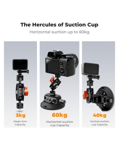 K&F Concept 6-Inch Suction Cup Camera Mount with Magic Arm ARRI & 1/4-Inch 3/8-Inch Threads for Car & Action Camera K&F Concept 6-Inch Suction Cup Camera Mount with Magic Arm ARRI & 1/4-Inch 3/8-Inch Threads for Car & Action Camera