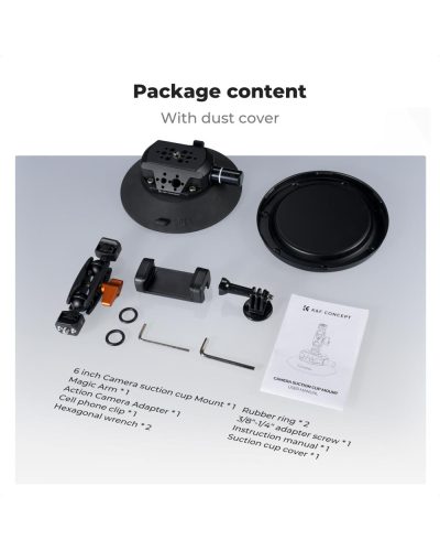 K&F Concept 6-Inch Suction Cup Camera Mount with Magic Arm ARRI & 1/4-Inch 3/8-Inch Threads for Car & Action Camera K&F Concept 6-Inch Suction Cup Camera Mount with Magic Arm ARRI & 1/4-Inch 3/8-Inch Threads for Car & Action Camera