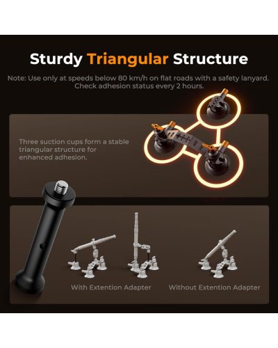 K&F Concept Triple Suction Cup Car Mount Kit with Extension Pole & Phone Holder for Action Camera K&F Concept Triple Suction Cup Car Mount Kit with Extension Pole & Phone Holder for Action Camera