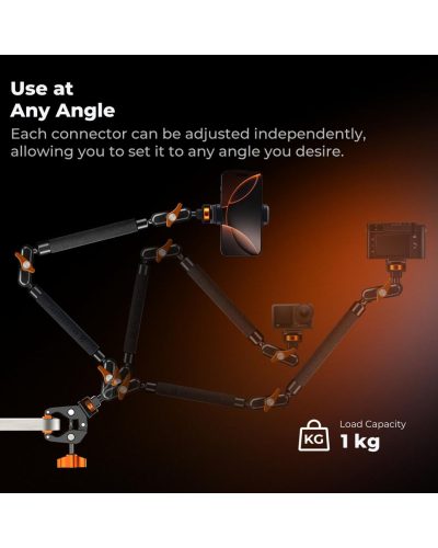 K&F Concept 22-Inch Magic Arm Clamp Kit Overhead Desk Camera Mount Friction Boom Arm for Phone & Camera