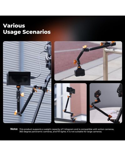K&F Concept 22-Inch Magic Arm Clamp Kit Overhead Desk Camera Mount Friction Boom Arm for Phone & Camera