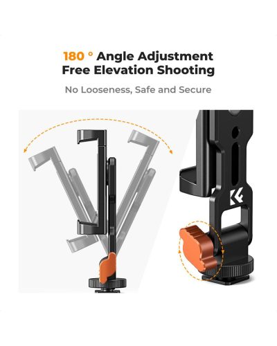 K&F Concept Metal Phone Tripod Mount with Dual Cold Shoe Adjustable Smartphone Holder