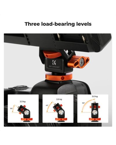 K&F Concept Adjustable Camera Monitor Mount 360° Swivel & 180° Tilt with Cold Shoe & ARRI Mount