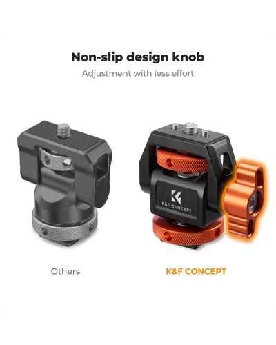 K&F Concept Adjustable Camera Monitor Mount 360° Swivel & 180° Tilt with Cold Shoe & ARRI Mount