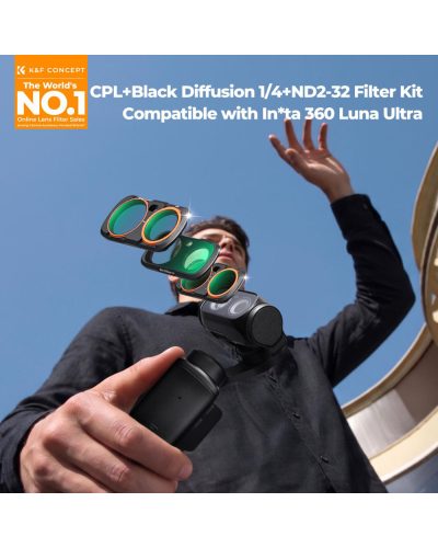 K&F Concept CPL Black Diffusion 1/4 ND2-32 Filter Kit for Insta360 Luna Ultra