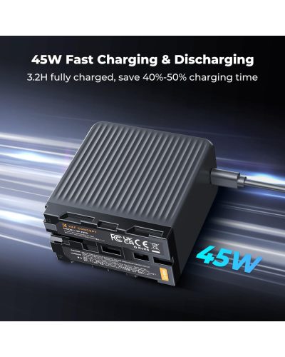 K&F Concept 10500mAh Replacement USB-C Battery for NP-F970 PD 45W Fast Charging