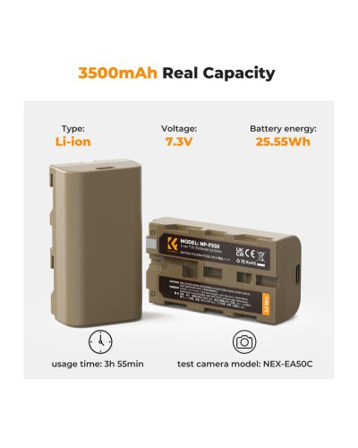 K&F Concept 3500mAh NP-F550 Battery for Sony NP-F550 with USB-C Fast Charging K&F Concept 3500mAh NP-F550 Battery for Sony NP-F550 with USB-C Fast Charging
