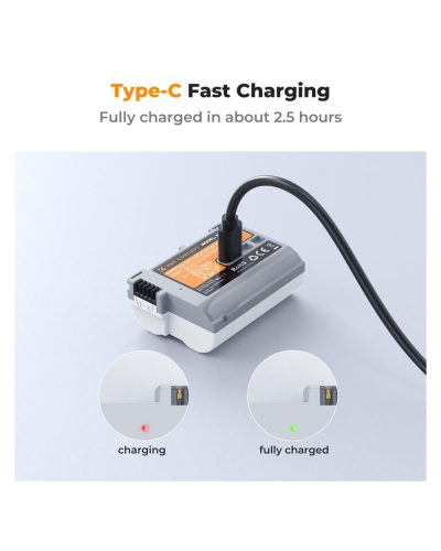 K&F Concept 2600mAh EN-EL15C Battery USB-C Fast Charging Z6iii Battery for Nikon Camera