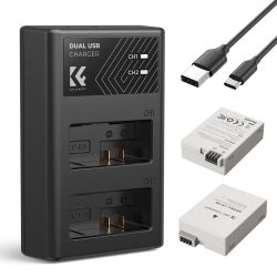 K&amp;F Concept 2 Pack LP-E8 Battery and Dual Slot Battery Charger for Canon EOS Cameras