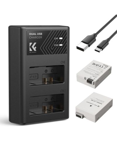 K&F Concept 2 Pack LP-E8 Battery and Dual Slot Battery Charger for Canon EOS Cameras