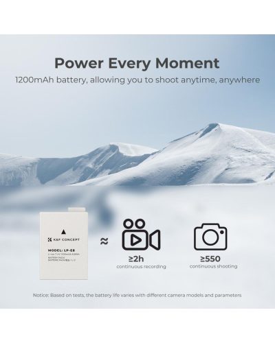 K&F Concept 2 Pack LP-E8 Battery and Dual Slot Battery Charger for Canon EOS Cameras