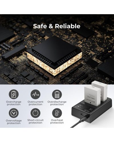 K&F Concept 2 Pack LP-E8 Battery and Dual Slot Battery Charger for Canon EOS Cameras