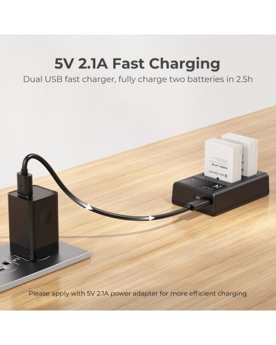 K&F Concept 2 Pack LP-E8 Battery and Dual Slot Battery Charger for Canon EOS Cameras