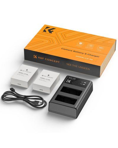 K&F Concept 2 Pack LP-E8 Battery and Dual Slot Battery Charger for Canon EOS Cameras