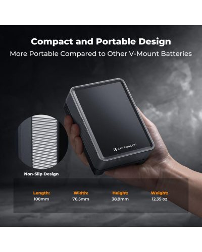 K&F Concept V Mount Battery 50Wh 3400mAh Mini V-Mount Battery with 65W Output