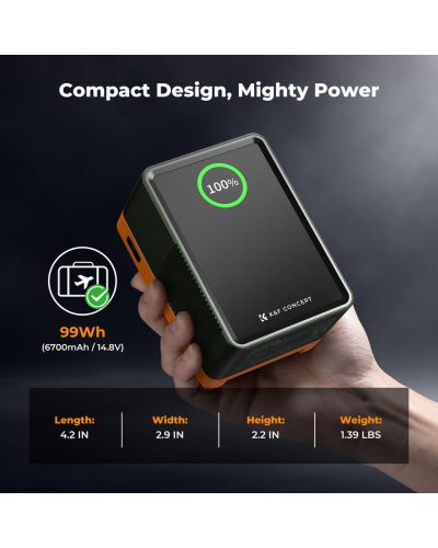 K&F Concept KF-V99 Pro Mini Vmount Battery 99Wh 6700mAh (Lime Green)