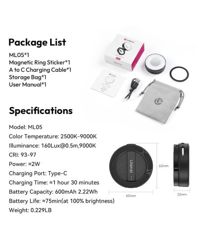 Ulanzi ML05 MagLock Fill Light (Black)