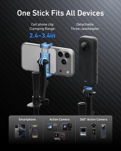 TELESIN TrekShot 3in1 Carbon Fiber Selfie Stick