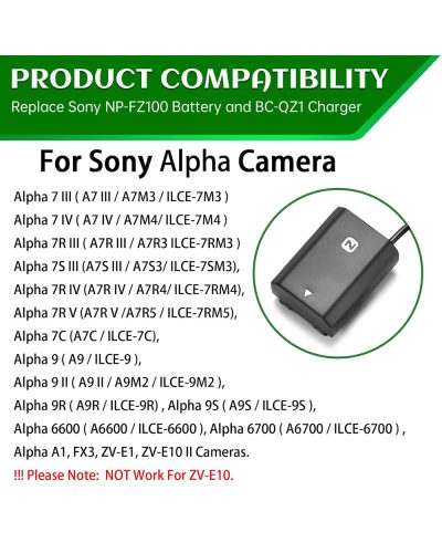D-Tap to Sony NP-FZ100 Dummy Battery Cable 2 Miter