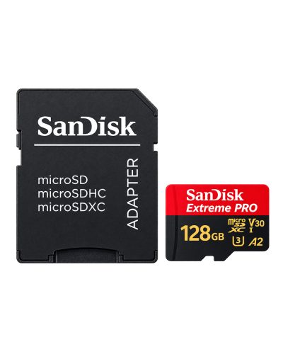 SanDisk Extreme PRO 128GB microSDXC Memory Card 250MBs / 120MB/s UHS-I U3 V30 A2 SanDisk Extreme PRO 128GB microSDXC Memory Card 250MBs / 120MB/s UHS-I U3 V30 A2