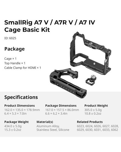 SmallRig Cage Kit for Sony Alpha 7 V / 7R V / 7 IV 6025
