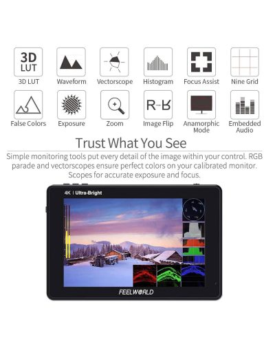 FEELWORLD LUT7 7 Inch 2200nit Ultra Bright Field DSLR Camera Monitor Touch Screen 4K HDMI FEELWORLD LUT7 7 Inch 2200nit Ultra Bright Field DSLR Camera Monitor Touch Screen 4K HDMI