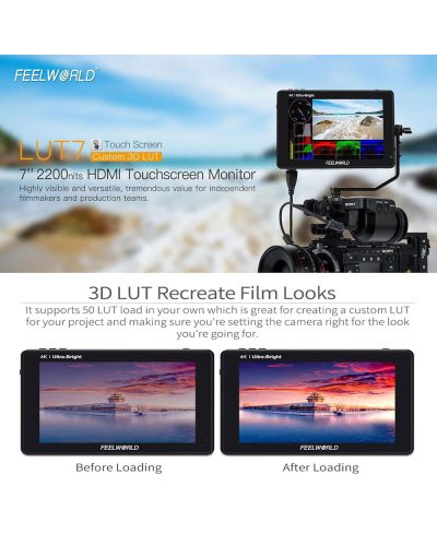 FEELWORLD LUT7 7 Inch 2200nit Ultra Bright Field DSLR Camera Monitor Touch Screen 4K HDMI FEELWORLD LUT7 7 Inch 2200nit Ultra Bright Field DSLR Camera Monitor Touch Screen 4K HDMI