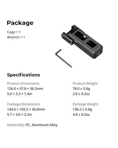 SmallRig Cage for DJI Osmo Pocket 3/4/4P and Xtra Muse (Extended Version)