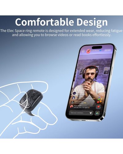 Bluetooth Ring Remote Controller Comfortable Wear for Easy Video Browsing and Photography
