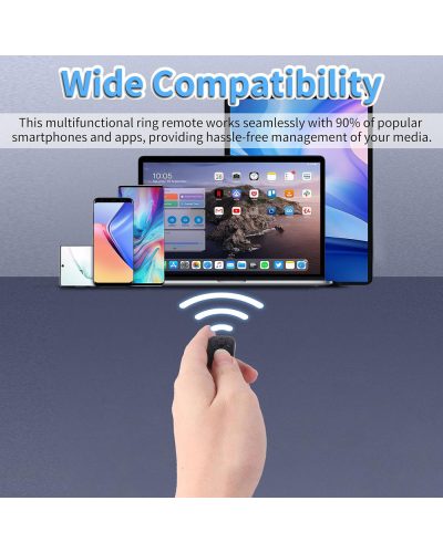 Bluetooth Ring Remote Controller Comfortable Wear for Easy Video Browsing and Photography