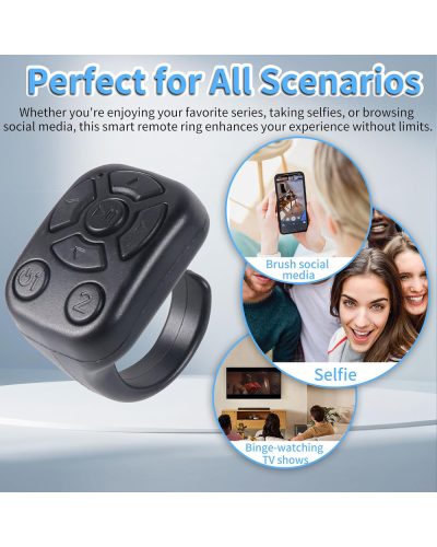 Bluetooth Ring Remote Controller Comfortable Wear for Easy Video Browsing and Photography