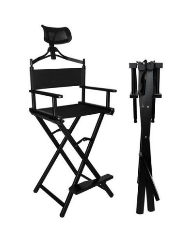 Directors Chair Folding Makeup Artist Portable Foldable Aluminum Chair With Head Rest Carrying Bag 