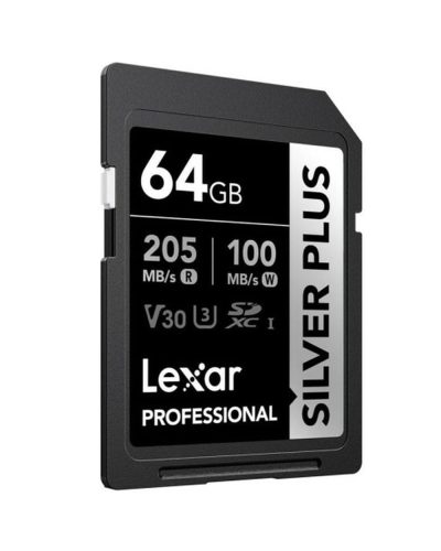 Lexar 64GB Professional SILVER PLUS UHS-I V30 SDXC Memory Card R:205MB/s W:100MB/s Lexar 64GB Professional SILVER PLUS UHS-I V30 SDXC Memory Card R:205MB/s W:100MB/s