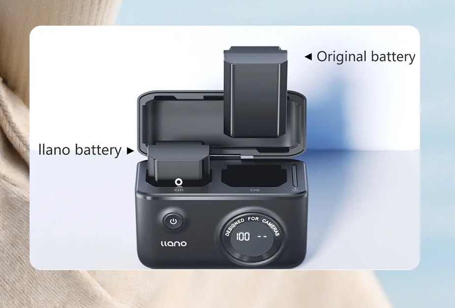 NP-FZ100 Camera Charger Dual Slot Digital Display with SD Card Storage Function
