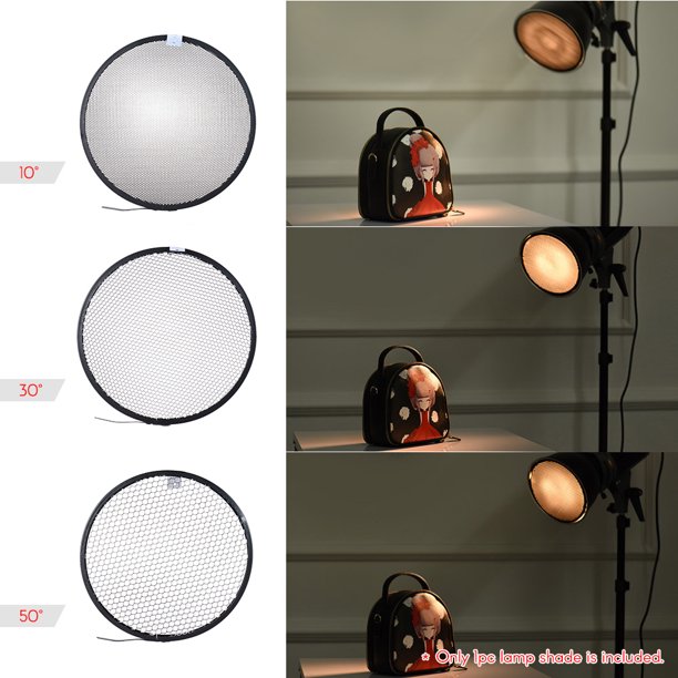 Standard Reflector Diffuser Lamp Shade Dish with 10° 30° 50° Honeycomb Grid for Bowens Mount Studio Strobe Flash Light Speedlite