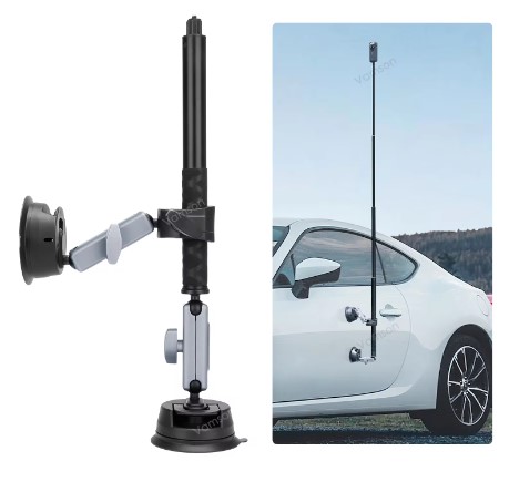 GoPro Insta360 Car Suction Cup Holder with Double Ball Head Adapte and Aluminum Selfie Stick Tripod Car Accessorie