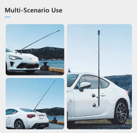 GoPro Insta360 Car Suction Cup Holder with Double Ball Head Adapte and Aluminum Selfie Stick Tripod Car Accessorie