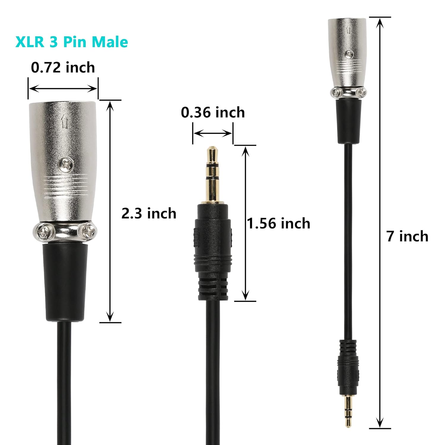 Aux 3.5mm (1/8 Inch) Male to XLR 3-Pin Male Stereo Audio Cable 3M Aux 3.5mm (1/8 Inch) Male to XLR 3-Pin Male Stereo Audio Cable 3M