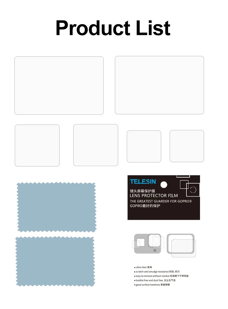TELESIN Screen & Lens Protective Film Cover For GoPro 9/10/11/12