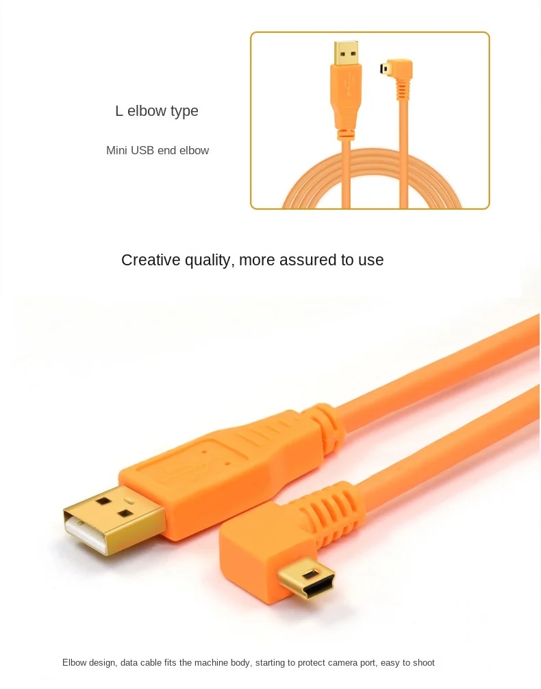 Mini USB Cable Canon 5D3 5D2 6D2 80D 750D Camera Connection Computer Cable 2M