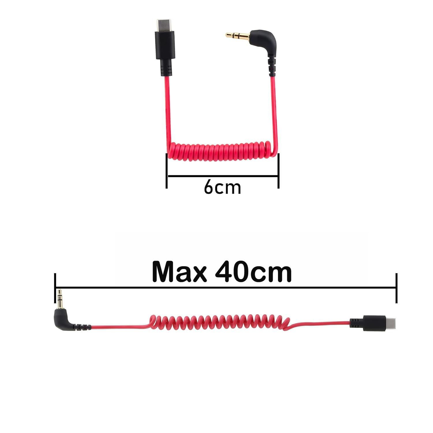 TRS-to-Type-C 3.5mm Adapter Microphone Patch Cable 40cm