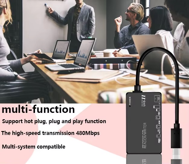 6in1 USB/Type C Multi USB Splitter TF/SD/MS/CF/M2/XD Memory Card Reader Adapter