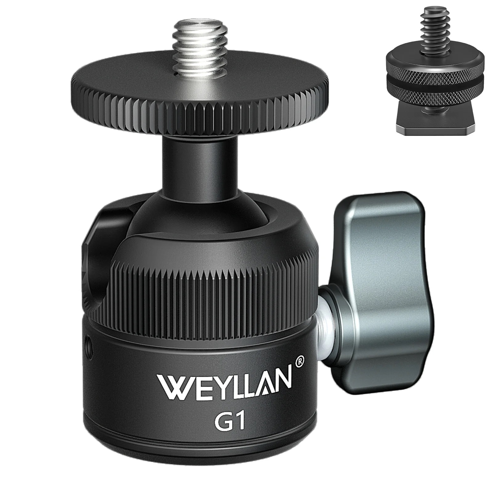 Weyllan G1 Mini tripod Head CNC Metal 18mm Cold Shoe Mount Mini Ball Head