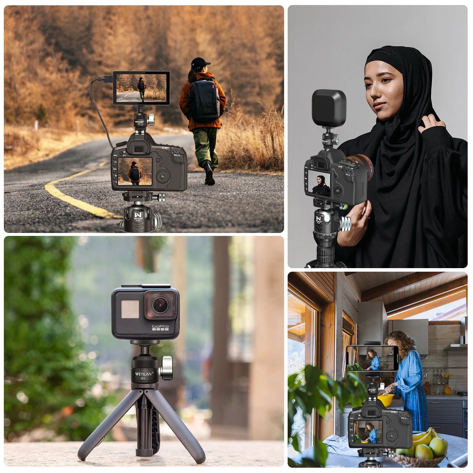 Weyllan G1 Mini tripod Head CNC Metal 18mm Cold Shoe Mount Mini Ball Head