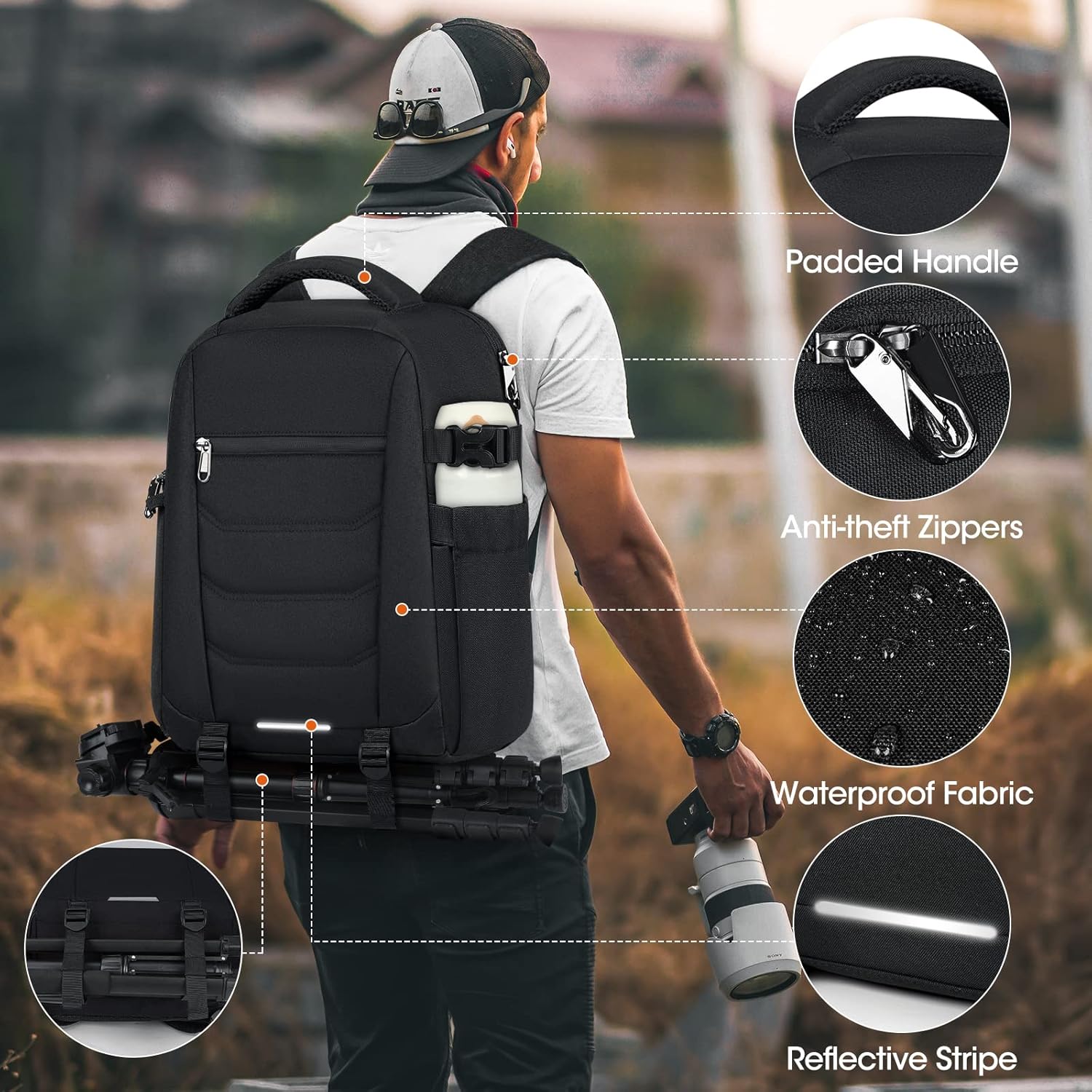 Camera Backpack Anti-Theft Waterproof Camera Bag Laptop Backpack